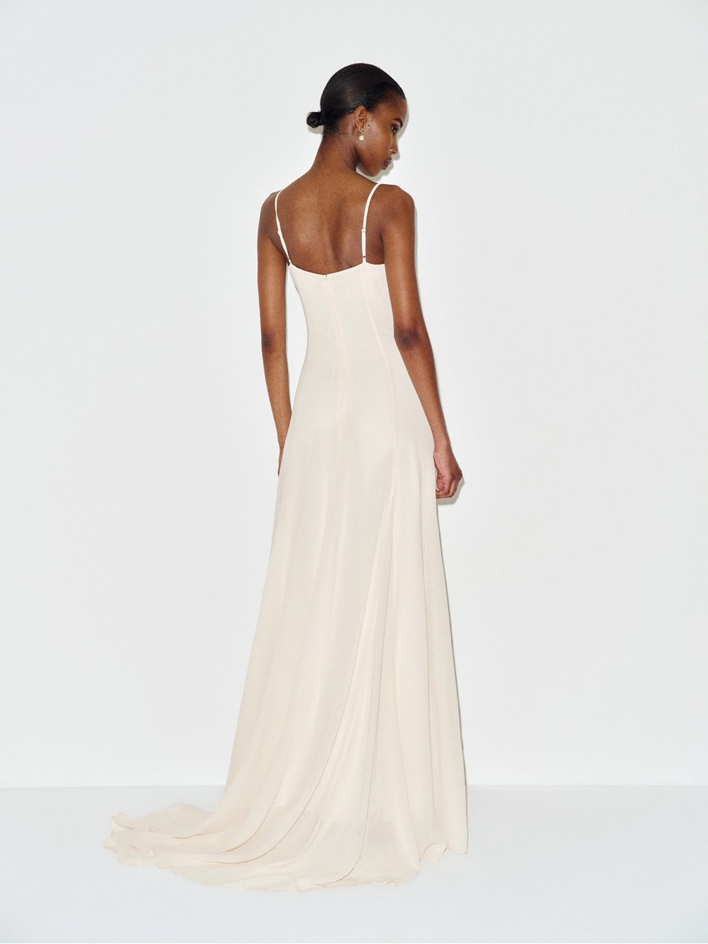 Reformation Cream Draped Maxi Gown with Cape - Picture 3 of 6